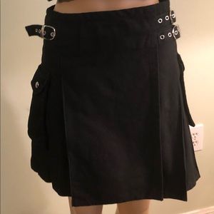 017 Modern Kilts Black Punk 2 Big Pockets 3 Buckles Heavy Cotton Sz 28